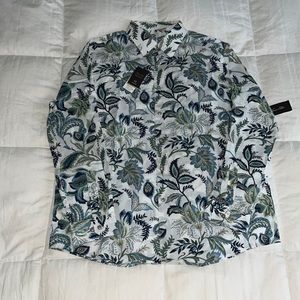NWT Tasso Elba Button down Beautiful Greens, Blues & a touch of Taupe!! XL